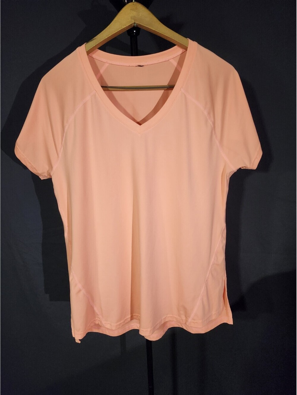 90 Degree By Reflex Women’s L Activewear V-Neck Stretch T-Shirt Pink 0135